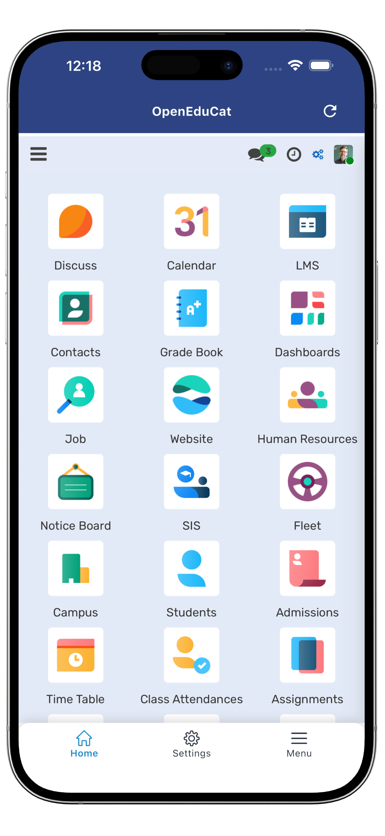 Branded Institutional Apps Menu