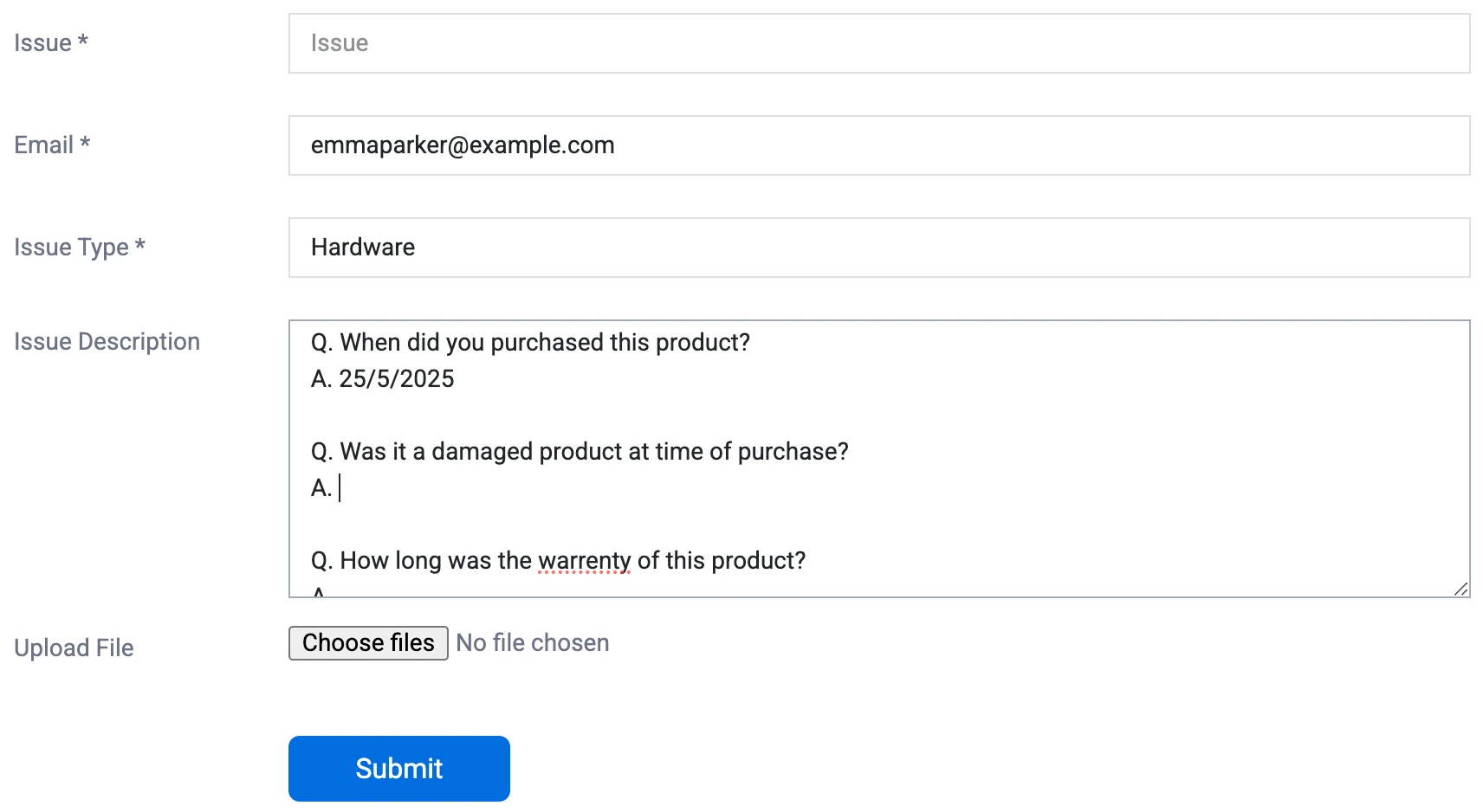 User-friendly Support Request Intake Form