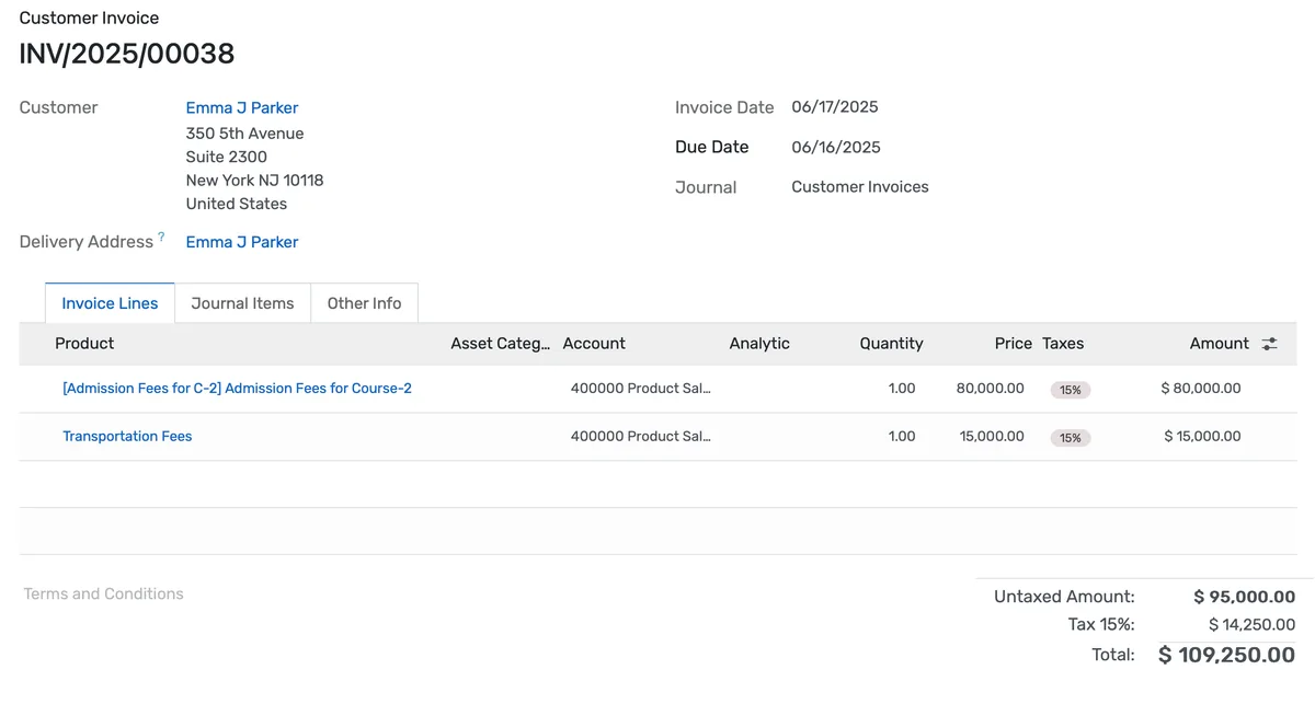 Customer Invoice